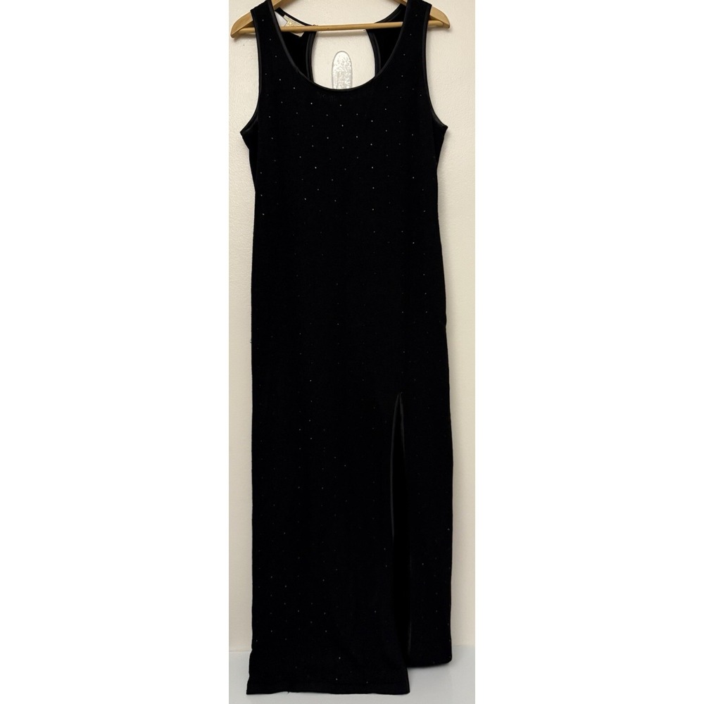Hartly‎ Westwood VTG Women's Black Beaded Knit Side Slit Goth-whimsy Dress Sz M?